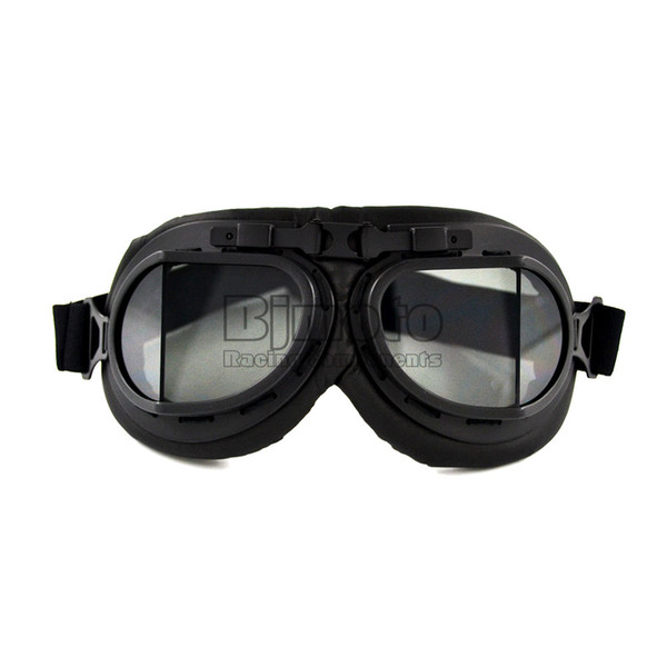 GT-005-SM BLACK Color GOGGLES Glasses With Smoke LENS WWII RAF VINTAGE PILOT For MOTORCYCLE BIKER CRUISER HELMET