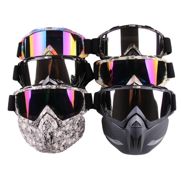 Ski Bike Motorcycle Face Mask Goggles Motocross Motorbike Motor Open Face Detachable Goggle Helmets Vintage Glasses Universal