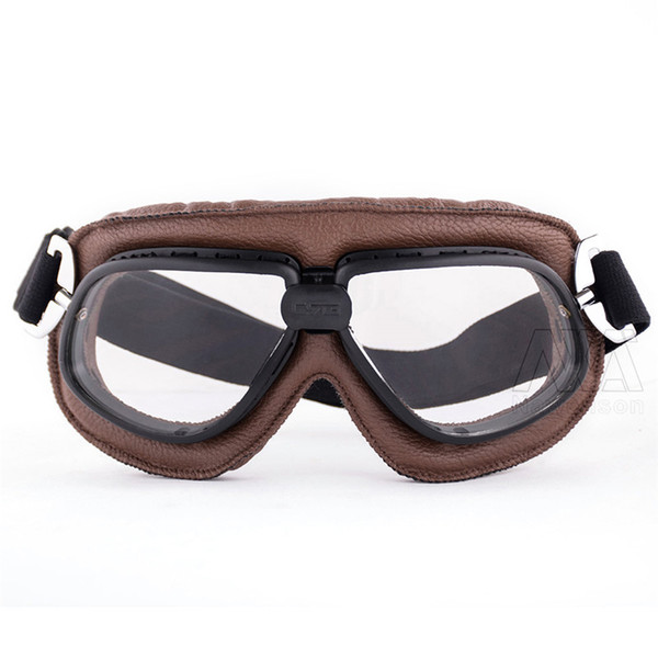 Brown Leather Soft Padded Vintage Aviator Pilot Cruiser Steampunk Goggles Motorbike Racing Glasses Aviator Pilot Helmet goggles