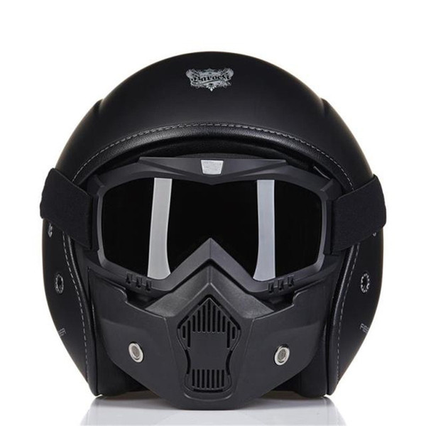 New Open Face motorcycle Vintage Helmets face mask Goggles dust mask with detachable Glasses And Mouth Filter