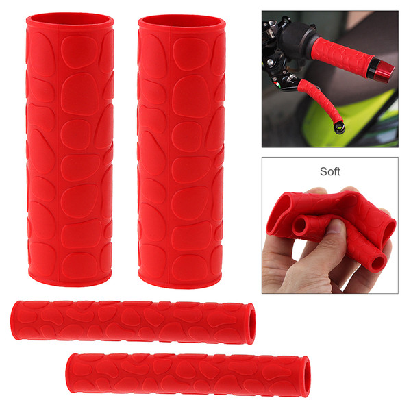 1 Pair 106 MM Soft TRP Motorcycle Handle Grips with Pattern and 2 Pcs Handbrake Covers for Motorcycle MOT_10D