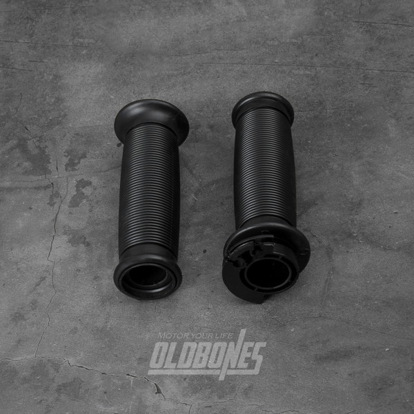 1 Pair OLDBONES Cafe Racer For Retro Vintage Motorcycle Universal 22mm Stripe Rubber Handgrip grips rubber sleeve Black