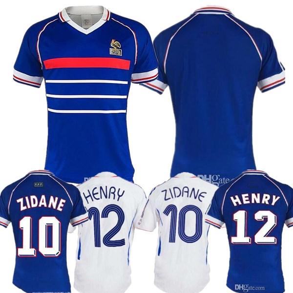 camisa 1998 World CUP retro FranCE soccer jersey zidane 10 henry 12 football shirts TOP quality soccer clothing french S M L XL XXL
