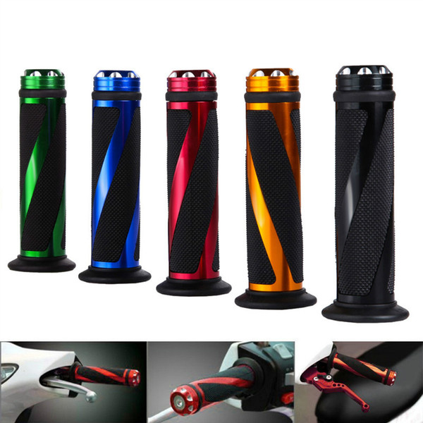 1 Pair Universal Motorcycle Aluminum Grip None-Slip Gel Rubber Handlebar 7/8