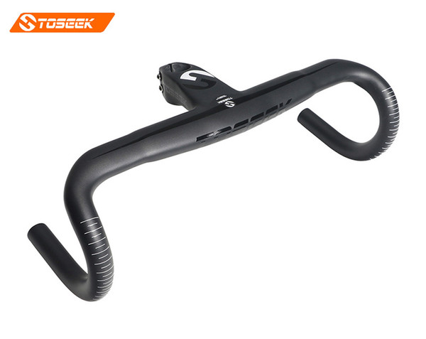 New TOSEEK Road bike bicycle handlebars integral carbon handlebar 400/420/440mm with 28.6mm stem super light 300g