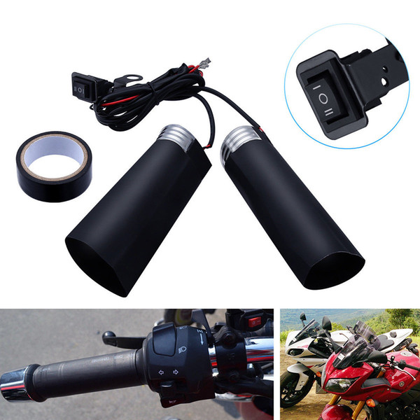 12V Motorcycle Hand Grip Heating Handle Bar Grip Heater Warmer Kit Switch