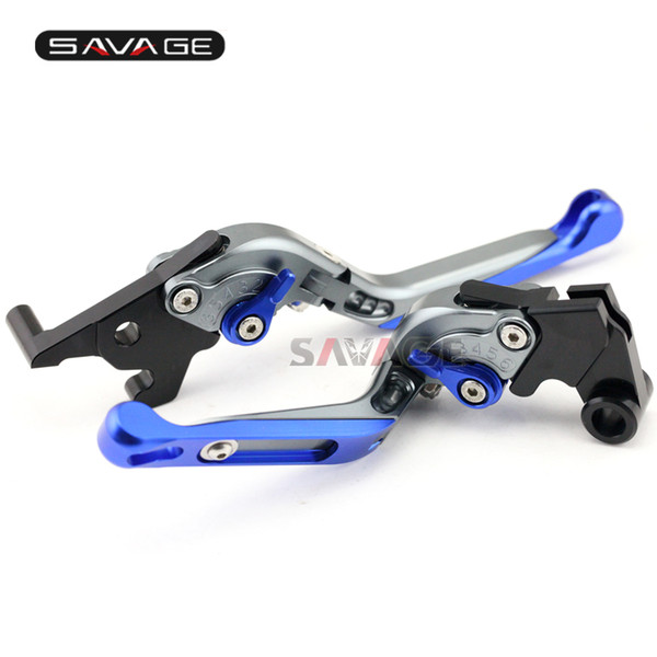 For YAMAHA YZF-R25 YZF-R3 MT-25 MT-03 2015-2016 Motorcycle Adjustable Folding Extendable Brake Clutch Levers Blue+Titanium
