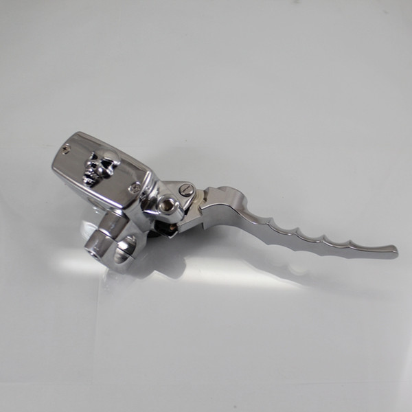 CHROME SKULL 7/8 22mm MOTORCYCLE HYDRAULIC BRAKE MASTER CYLINDER & CLUTCH LEVER