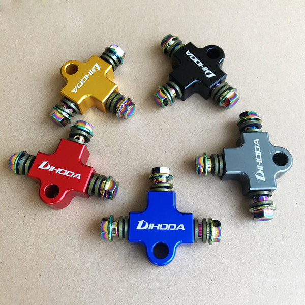 CNC Hydraulic Brake Hose Pipe Tee Coupling Tee Fitting Tee Connector Adapter With colored screws For Motorcycle ATV Brake System