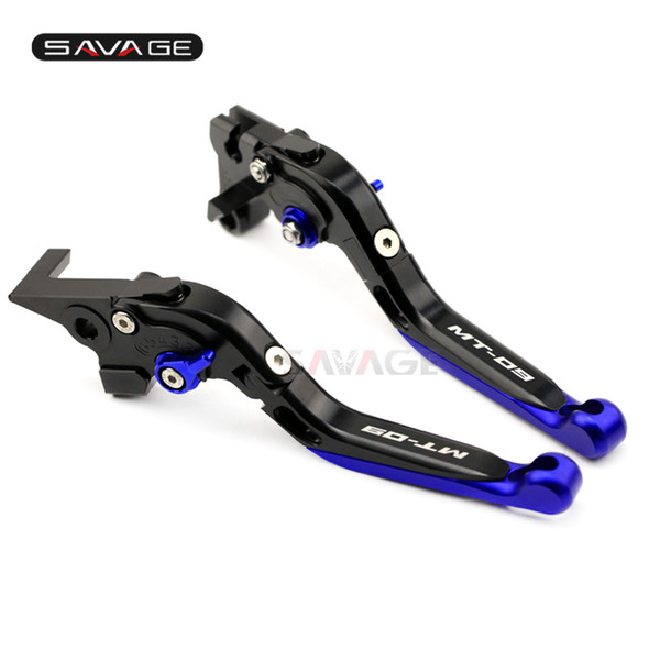 Brake Clutch Lever For YAMAHA MT-09 MT09 Tracer FZ-09 2014-2018 15 16 17 Black+Blue Folding Extendable Motorcycle logo MT-09