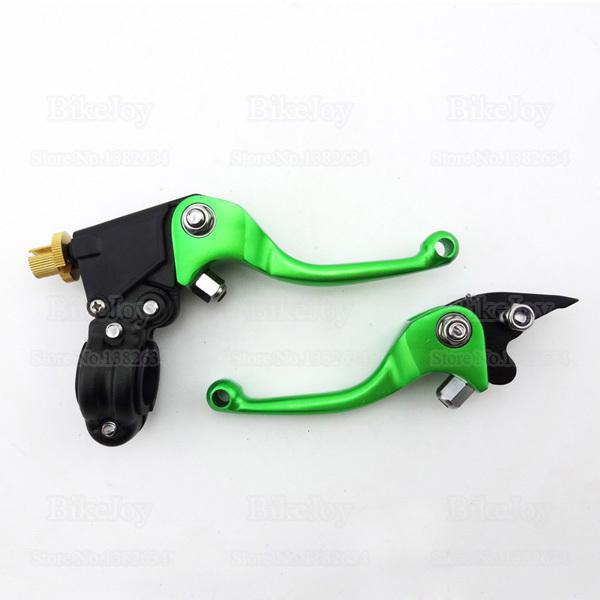 Wholesale-New Folding ASV 2nd-U SS Green Brake Clutch Levers for Chinese TTR CRF70 KLX110 Dirt Pit Bike ATV Quad Buggy Go Kart Motocross