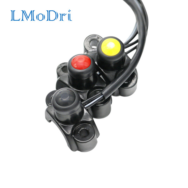 LMoDri 1 PC Red/Yellow Universal Motorcycle Switches Aluminum Handlebar Mount Headlamp Power Start Kill Fog Light Button