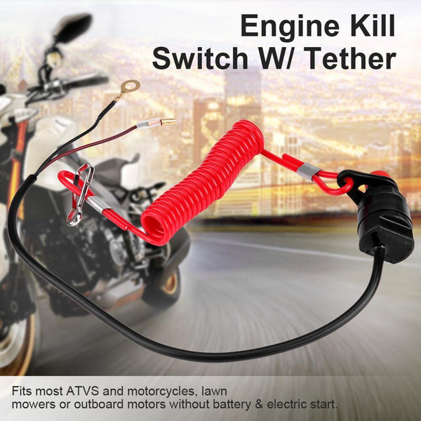 Universal 7/8 inch Motorcycle Bike Scooter ATV Engine Stop Tether Lanyard Closed Kill Switch Safety