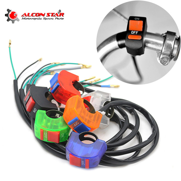 Alconstar- 1 pcs 6 Color Motorcycle Motorbike Switches Connector Handlebar ON/OFF Button Push Switch for Motor ATV Bike