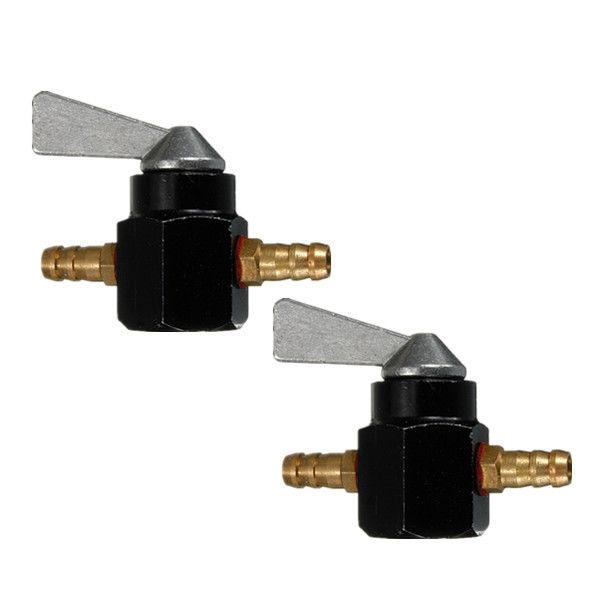 2 x Universal Motorcycle ATV in line 6mm on off petrol fuel tap Shut Off black