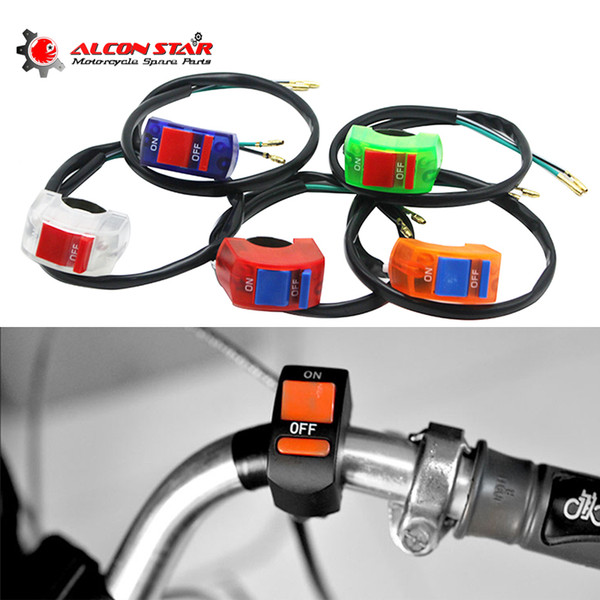 Alconstar- 6 Color Motorcycle Switches ON/OFF Button Push Connector Moto Light Handlebar Flasher Headlight Motorbike ATV Bike