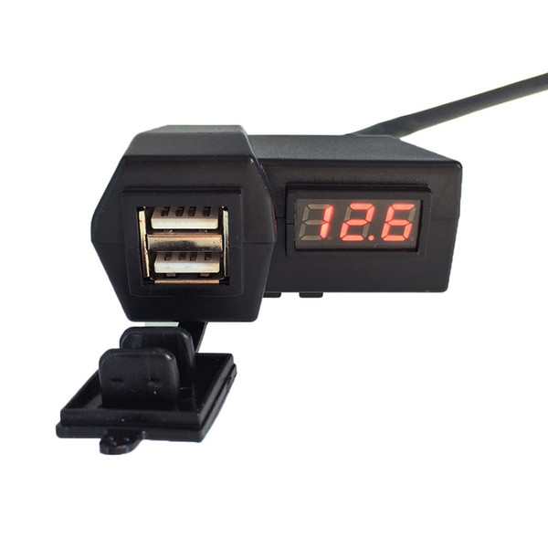 Motorcycle 12/24V Dual USB charger with LED Digital Display Voltmeter/Mobile phone charger for motorcycle