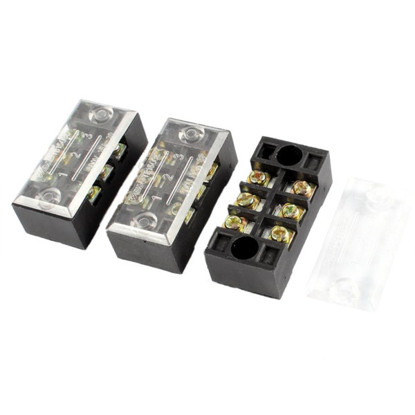 FS Hot 3 Pcs 3 Positions 3P Dual Rows Covered Barrier Terminal Block Strip order<$18no track