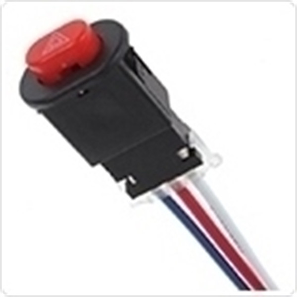 12V ~ 24V 5A Motorcycle Double Flash Dangerous Lamp Mini Switch with 3 Wires Built-in Lock MOT_307