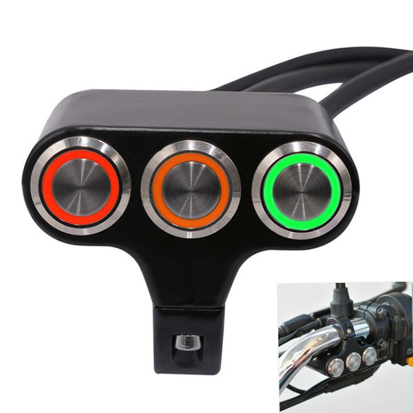 High Quality Motorcycle Aluminum Alloy Three-position Faucet Handlebar Switch Self-locking Self-reset Button with Light Motorcycle Parts