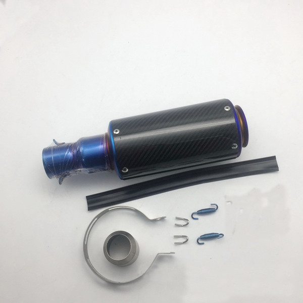 320mm Length CNC carbon Fiber BlueSlip On Motorcycle Exhaust Link Pipe Fit For YAMAHA YZF-R6 R3