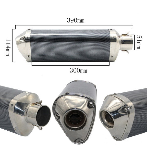 Motorcycle 51mm Universal Large Displacement Modified Exhaust Muffler Stainless Steel Triangle End 390mm For Dirt Bike