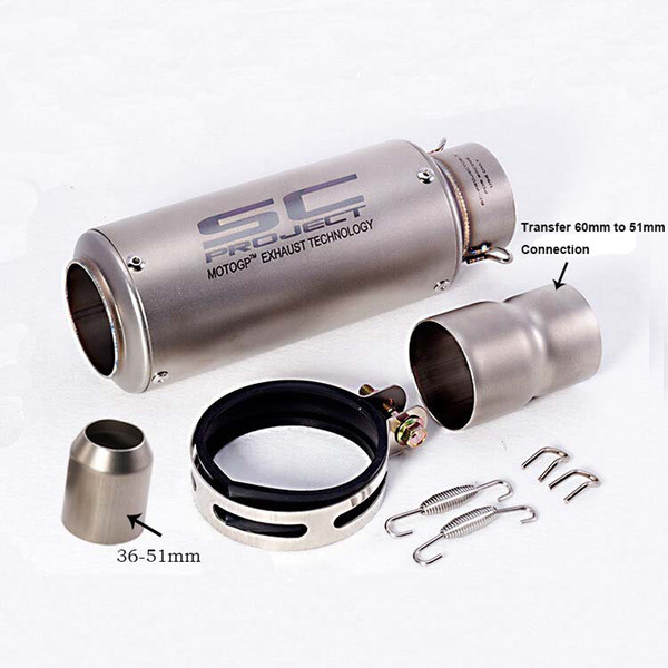 60mm Connection SC GP Motorcycle Exhaust Pipe Muffler 260mm for Yamaha R25 R30 KAWAZAKI Z750 Z800