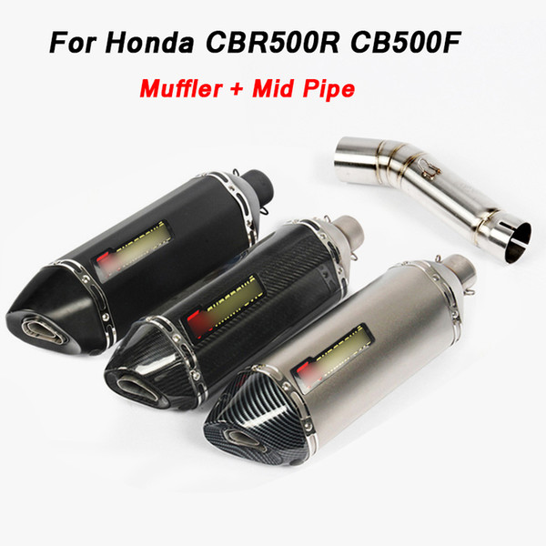 For Honda CBR500R CB500F 2013-2019 Motorcycle Slip On Connecting Middle Pipe with Exhaust Muffler Tail Tube