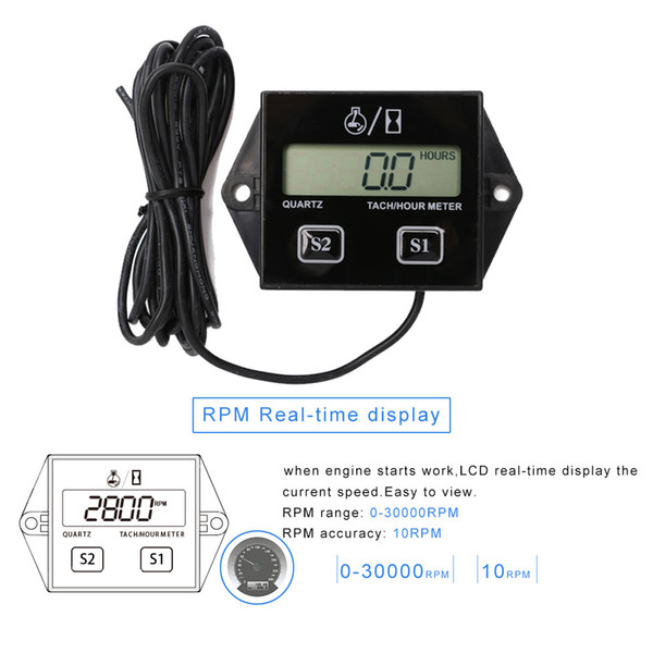 Stair Timer Tachometer Motorcycle Inductive Digital 2-Stroke 4-Stroke Cumulative Engine Meter Tachometer