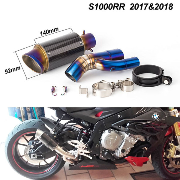 TKOSM 51mm Universal Akrapovic Motorcycle Exhaust Pipe Fried Street Sports 2017 2018 years S1000R Middle Section S1000RR Exhaust pipeSlip-On