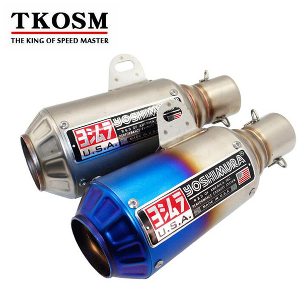 TKOSM 51MM Interface Refit Modification Motorcycle Yoshimura Exhaust Pipe Muffler Calcined Half Blue Never Fade Scooter Exhaust