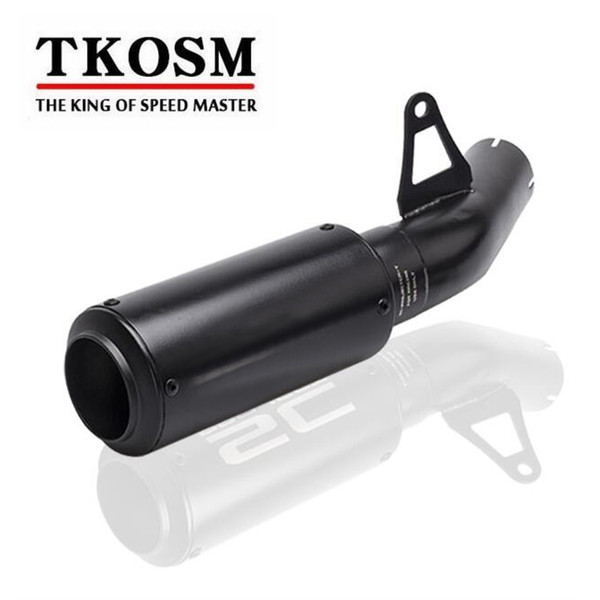 TKOSM Universal Motorcycle Modified Black 61MM Exhaust Pipe + Middle pipe For S1000RR 2010-2014 S1000R 2014-2016 Exhaust