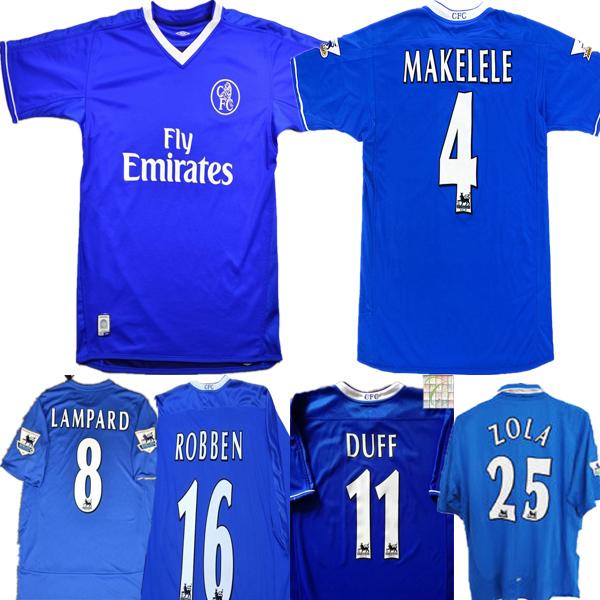 Thailand Velvet Name Lampard 03 04 05 Drogba Hasselbaink Soccer Jersey 2004 2005 Retro Crespo Classic Football Shirt Terry Maillot de Foot