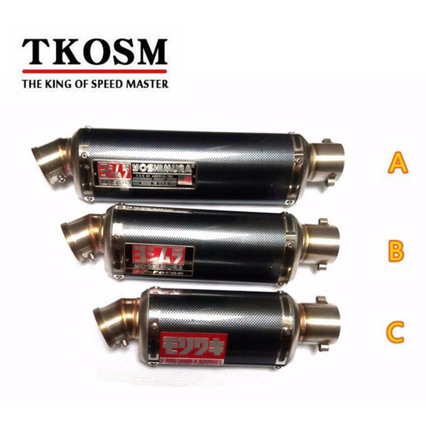 TKOSM Universal Carbon Fiber Three Size Motorcycle Scooter Modified Akrapovic Yoshimura Muffler Exhaust Pipe CB600 YZF FZ400 Z750 RACING