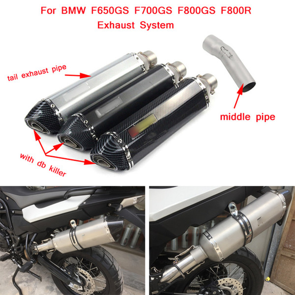 Motorcycle Stainless Steel Middle Connecting Pipe With Tail Exhaust Muffler Pipe Silp on for BMW F650GS F700GS F800GS F800R