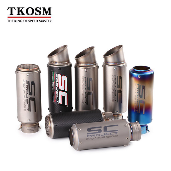 TKOSM-Universal Inlet 51mm 61mm Motorcycle Exhaust Pipe Muffler SC Carbon Fiber Motorbike Laser GP Muffler Exhaust Escape DB Killer