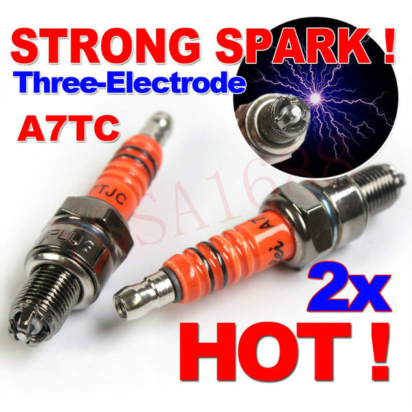 2x A7TC Motorcycle Spark Plug 50cc 70cc 90cc 110cc 125cc ATV Dirtbike 50 125 150cc Moped Scooter A7TJC Three-Electrodes