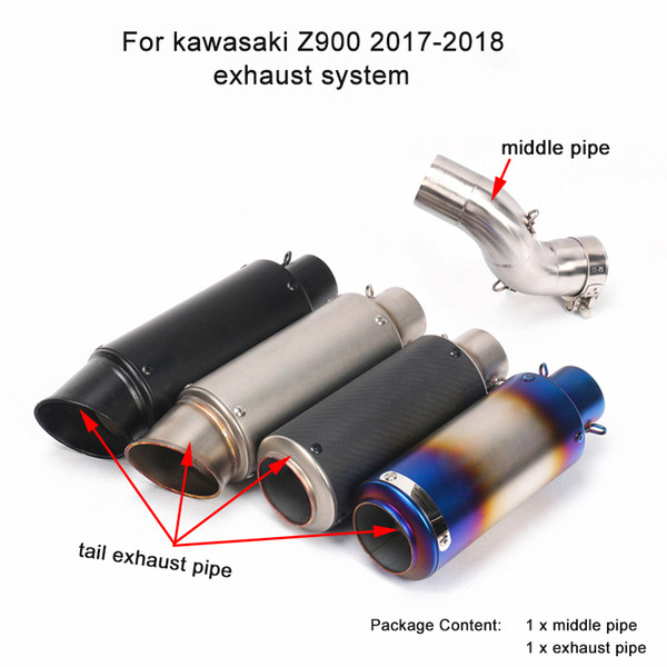 Silp on for 2017-2018 kawasaki Z900 Motorcycle Middle Connecting Pipe For 51mm Tail Exhaust Silencer System