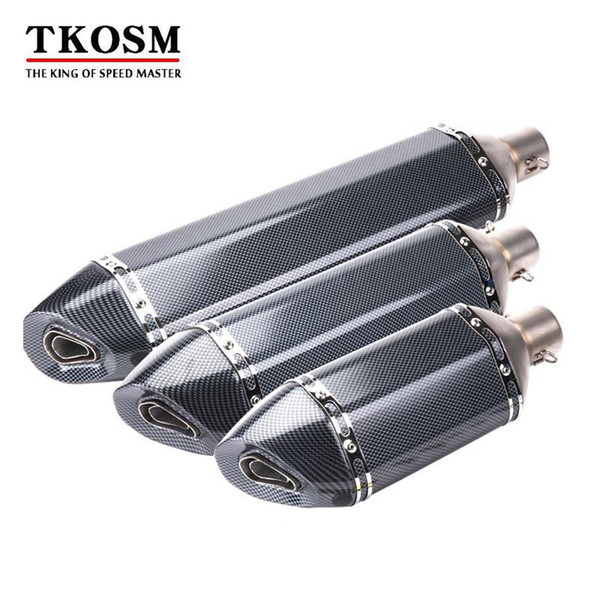 TKOSM-Motorcycle Akrapovic Exhaust Universal ID:51mm Length 570mm 470mm 380mm Stainless Steel Carbon Fiber Face Motorbike Exhaust Pipe