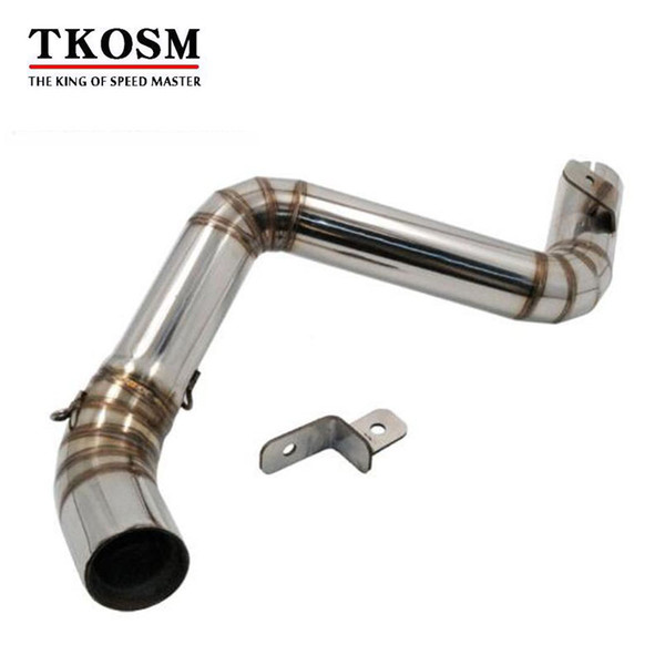 TKOSM Stainless Steel Motorcycle Exhaust middle pipe Round Muffler Case for KTM DUKE125 DUKE 200 DUKE 250 DUKE 390 2012-2014