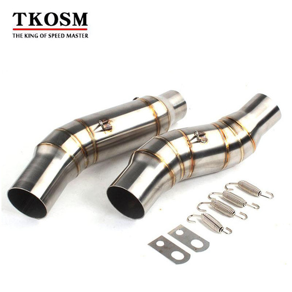 TKOSM Clamp On Middle Pipe CAT Eliminator Race Exhaust Muffler For Kawasaki Z1000 2010 2011 2012 2013 2014 2015