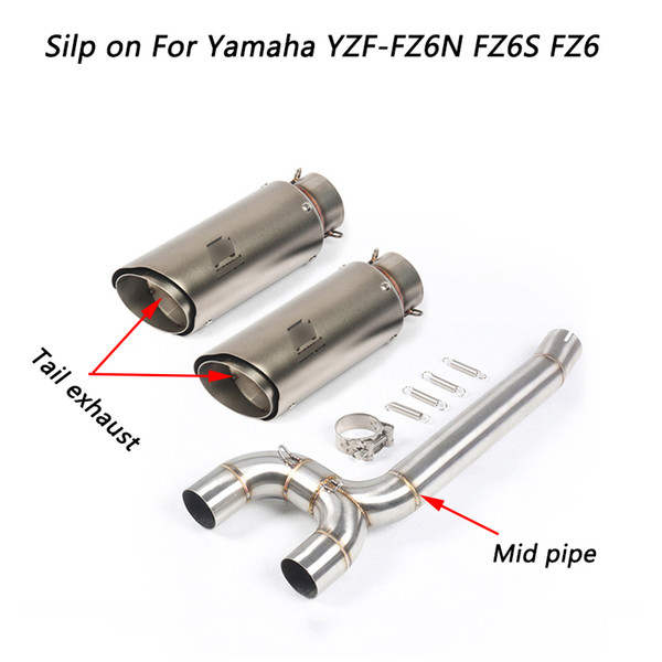 FZ6N FZ6S FZ6 Motorcycel Stainless Steel Middle Connecting Pipe & Tail Exhaust Muffler Pipe Silp on For Yamaha YZF-FZ6N FZ6S FZ6