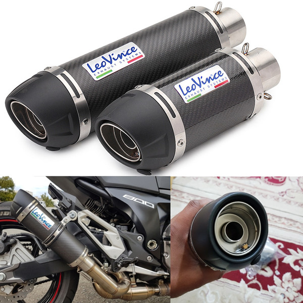 LeoVince exhaust Motorcycle Exhaust 51mm Inlet Universal Motorbike Muffler Silencer Real Carbon Fiber Pipe For GSR600 Z750 z800 cbr1000