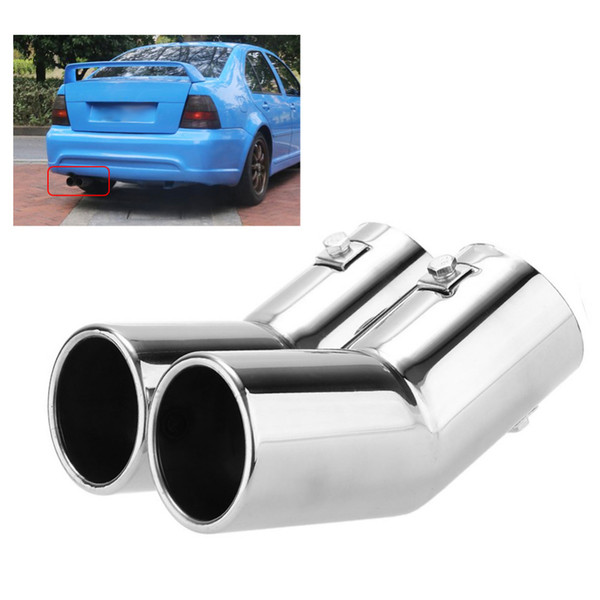 Freeshipping Car-Styling Dual Exhaust Tail Pipes Stainless Steel Exhaust Tail Pipes Muffler Tips for VW Golf 4 Bora Jetta Motocicleta