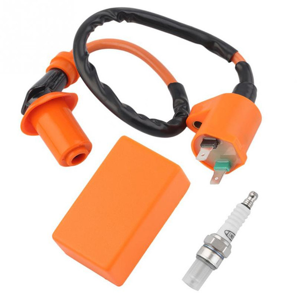 Orange Motorcycle Racing Ignition Coil +Racing Performance CDI +Spark Plug Fit for GY6 50cc 150cc 125cc Scooter ATV Go Kart Moped Dirt bike