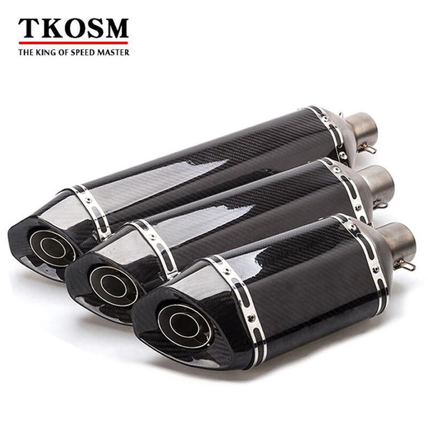 TKOSM 570mm/470mm/370mm Universal Inlet 51mm Akrapovic Motorcycle Exhaust Muffler Pipe Real Carbon Fiber Motorbike Muffler Escape