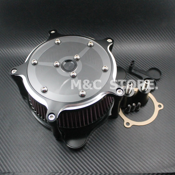 Black 3 Hole Motorcycle Parts CNC Aluminum Crafts Air Cleaner Intake Air Filter For Harley Road King Gliding 08-15