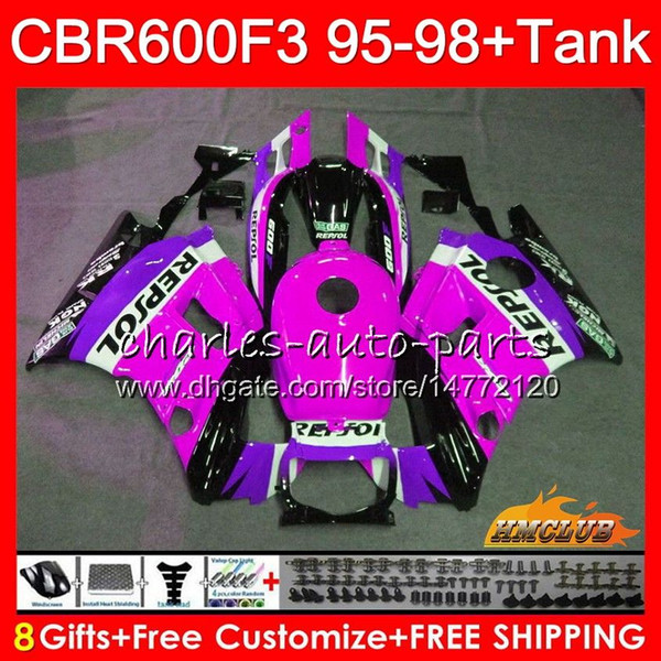 Body Tank For HONDA Repsol rose CBR600FS CBR600CC CBR 600 FS 41NO.163 CBR600F3 CBR 600F3 1995 1996 1997 1998 CBR600 F3 95 96 97 98 Fairing