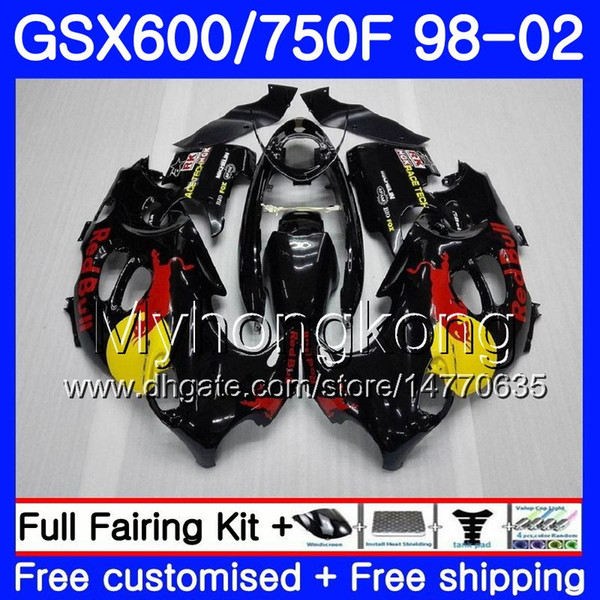 Body For SUZUKI KATANA GSXF 600 750 GSXF750 98 99 00 01 02 292HM.28 GSX 750F 600F GSXF600 1998 1999 2000 2001 2002 yellow red light Fairing