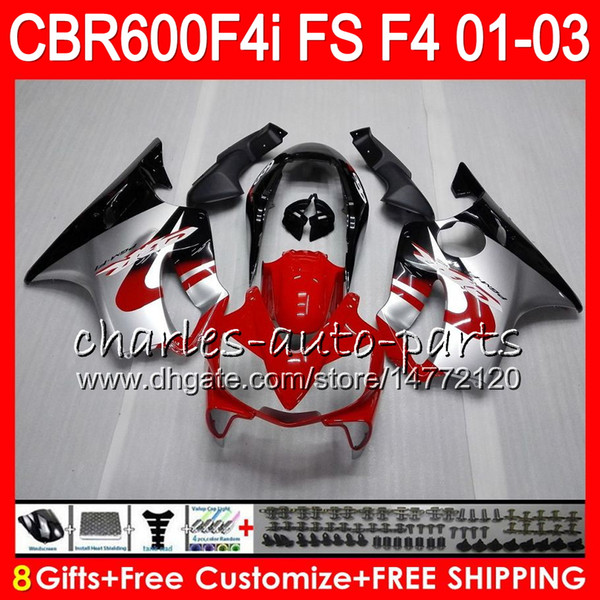 8Gifts 23Colors For HONDA CBR 600 F4i 01-03 CBR600FS FS 28HM20 CBR600 F4i TOP red black 2001 2002 2003 CBR 600F4i CBR600F4i 01 02 03 Fairing